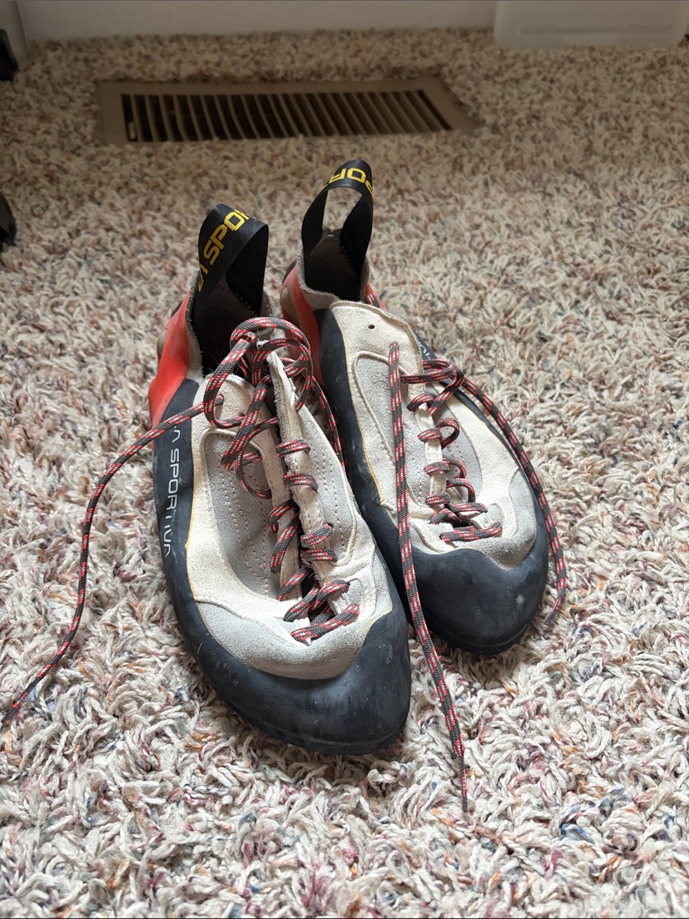 La Sportiva Beige and Pink Performance Climbing Shoes